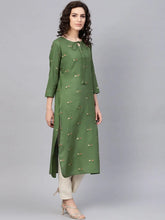 Women Green Color Printed Fancy Kurti